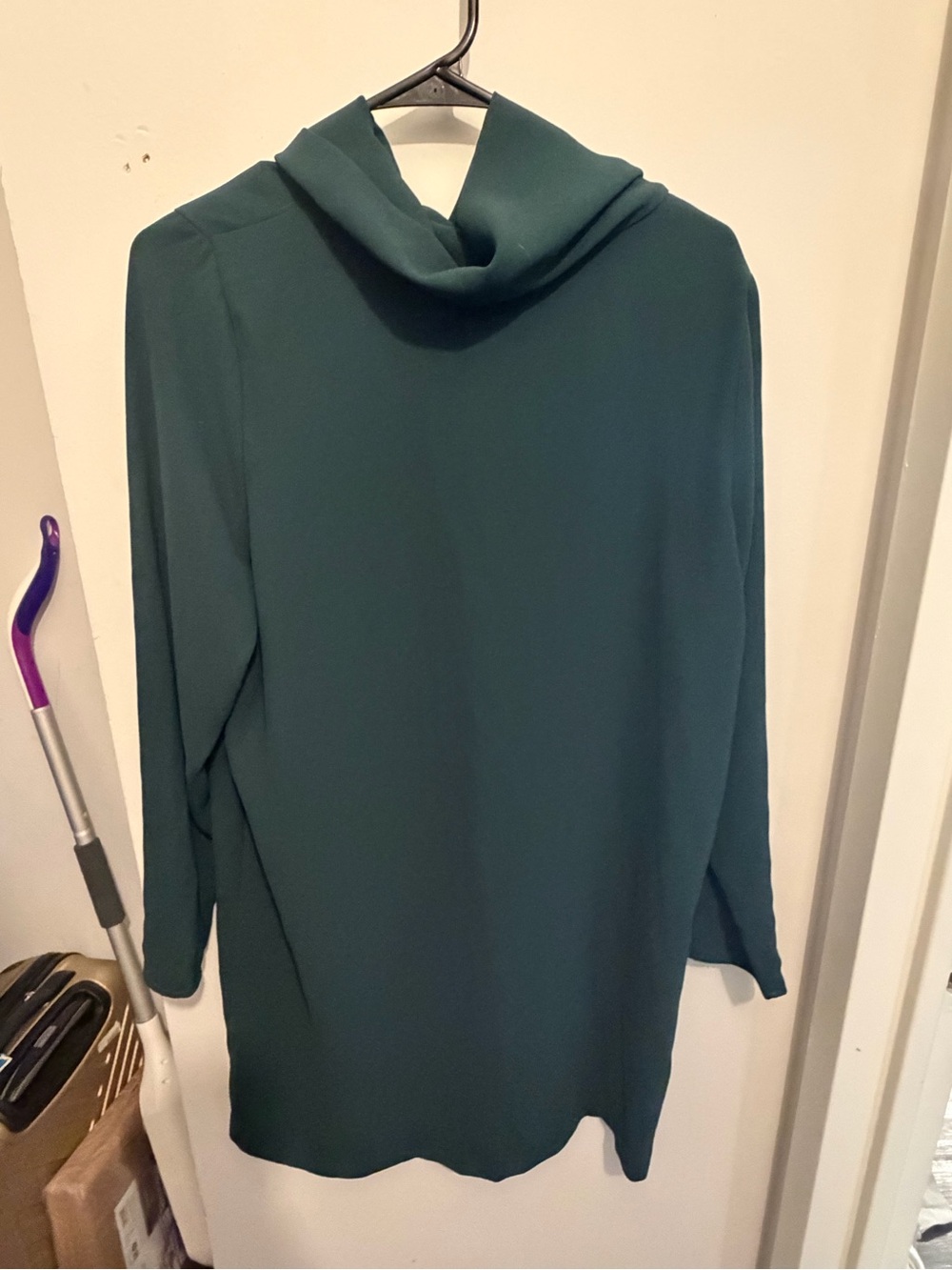 Zara Dark Green Cowl Neck Long Sleeve dress